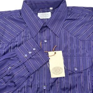 Gibson Men's Long Sleeve Pearl‎ Snap XXL 2XL Purple Striped Western Rodeo NWT